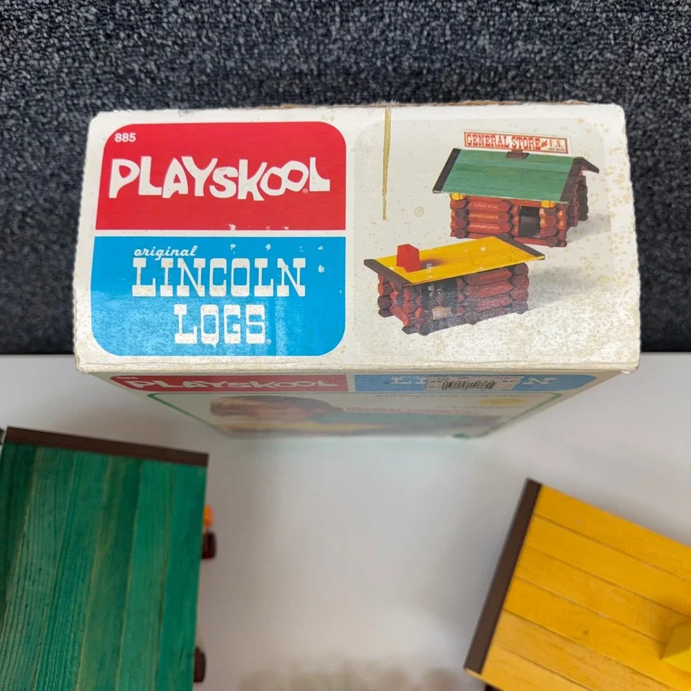 Vintage Playskool Lincoln Logs General Store Post Office Wood Building Set 885